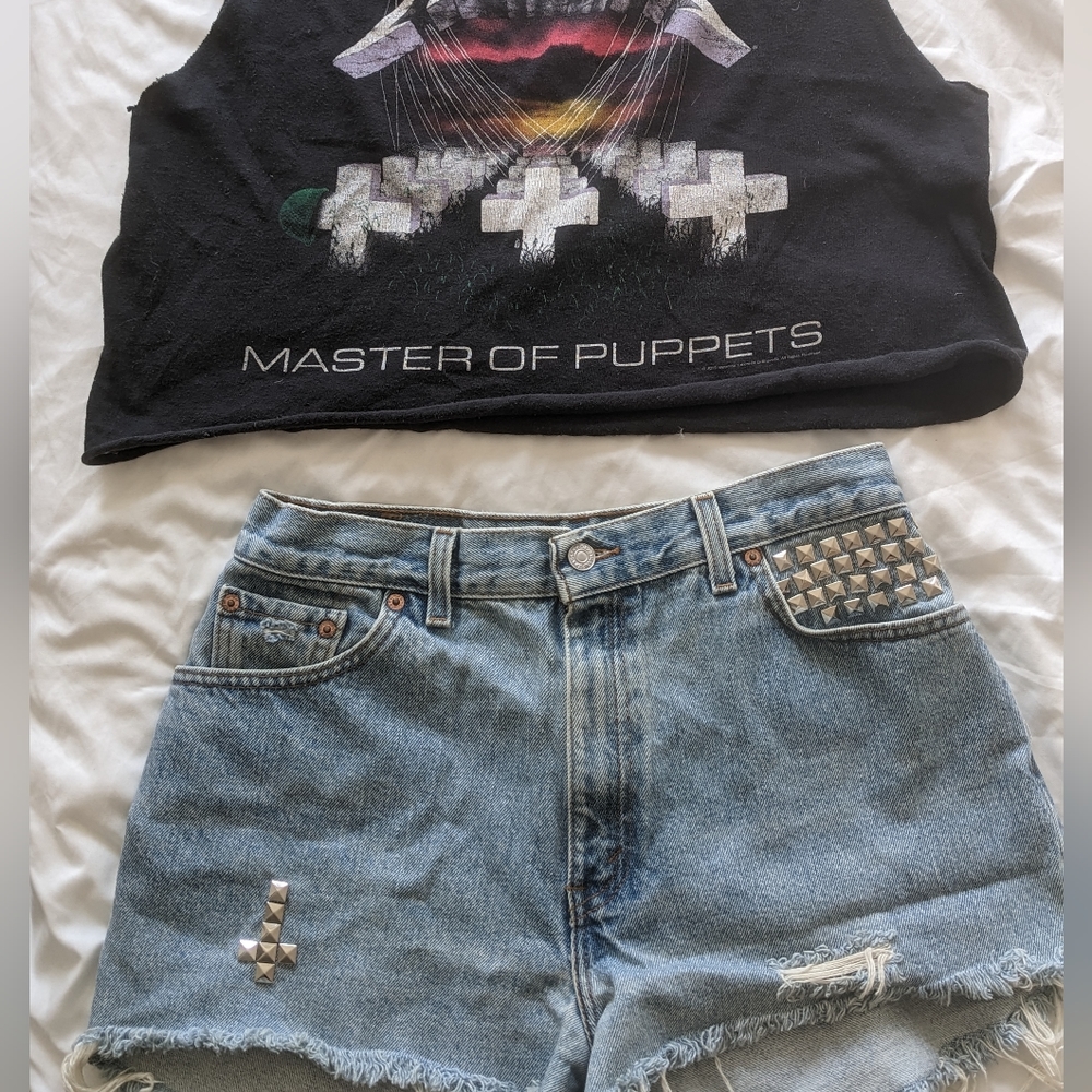 Midsize Metallica set Levi's specialty distressed denim size 12 cut off shorts